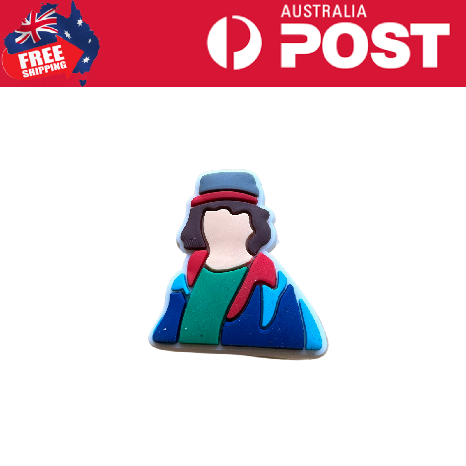 Colorful magnetic guitar-shaped fridge magnet with vibrant design.