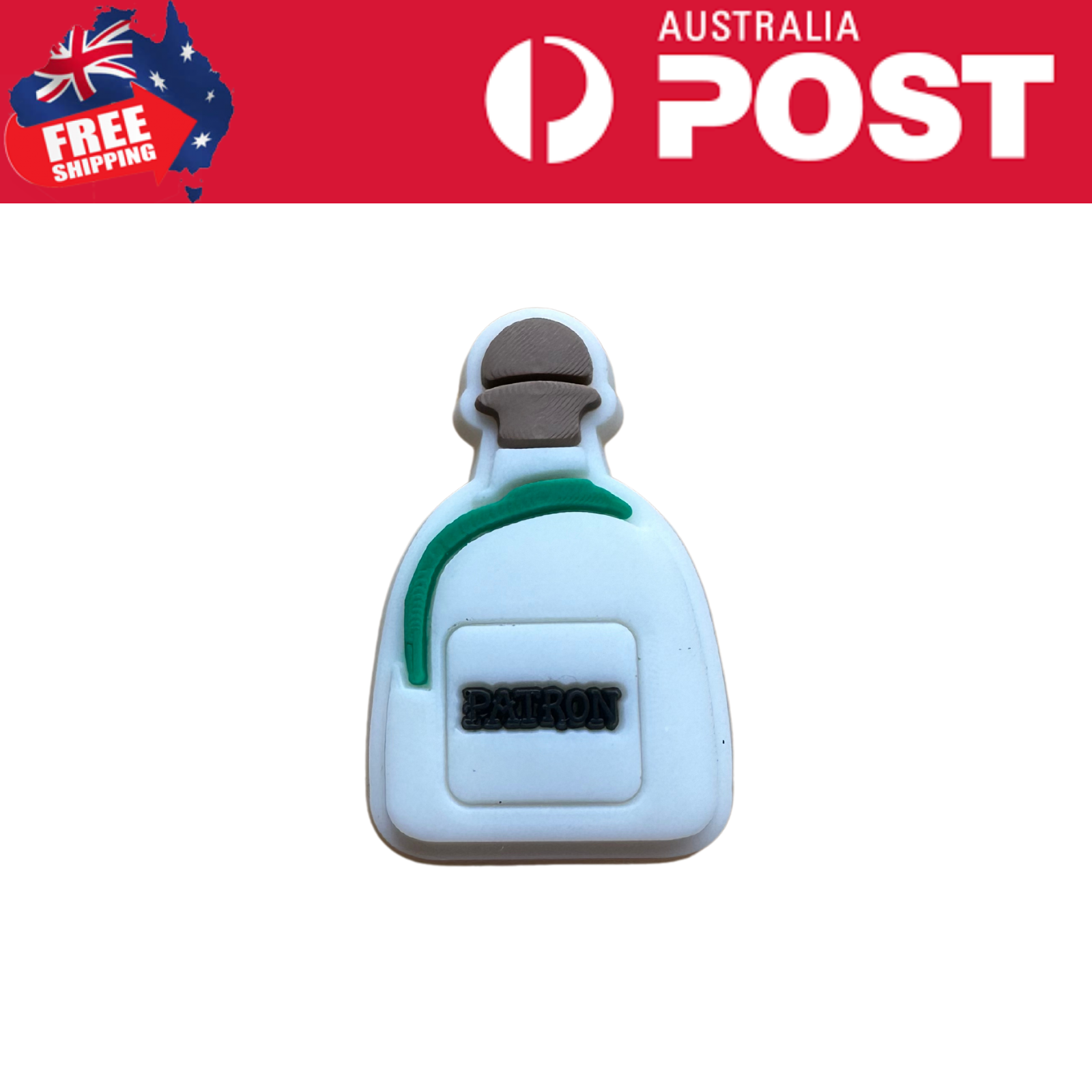 Keychain magnet shaped like a backpack with "Patron" logo, promotional souvenir, cool travel accessory for tequila lovers.