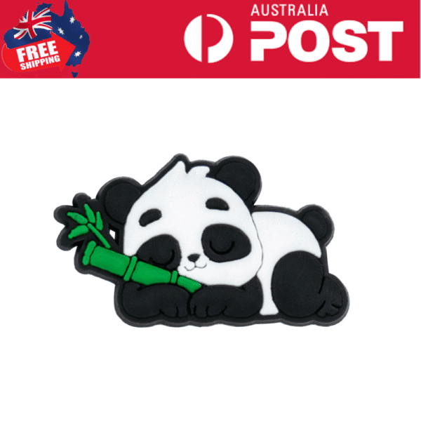 Cute panda stuffing toy holding bamboo for kids and collectors, soft plush material, adorable design.