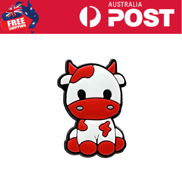 Cute cartoon cow enamel pin, kawaii animal jewelry, novelty animal accessory for kids and adults.