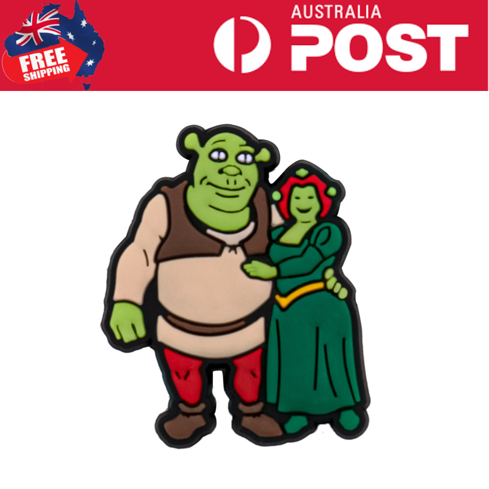 Shrek and Fiona costume enamel pin, fun fairytale character collectible, perfect for cosplay accessories.
