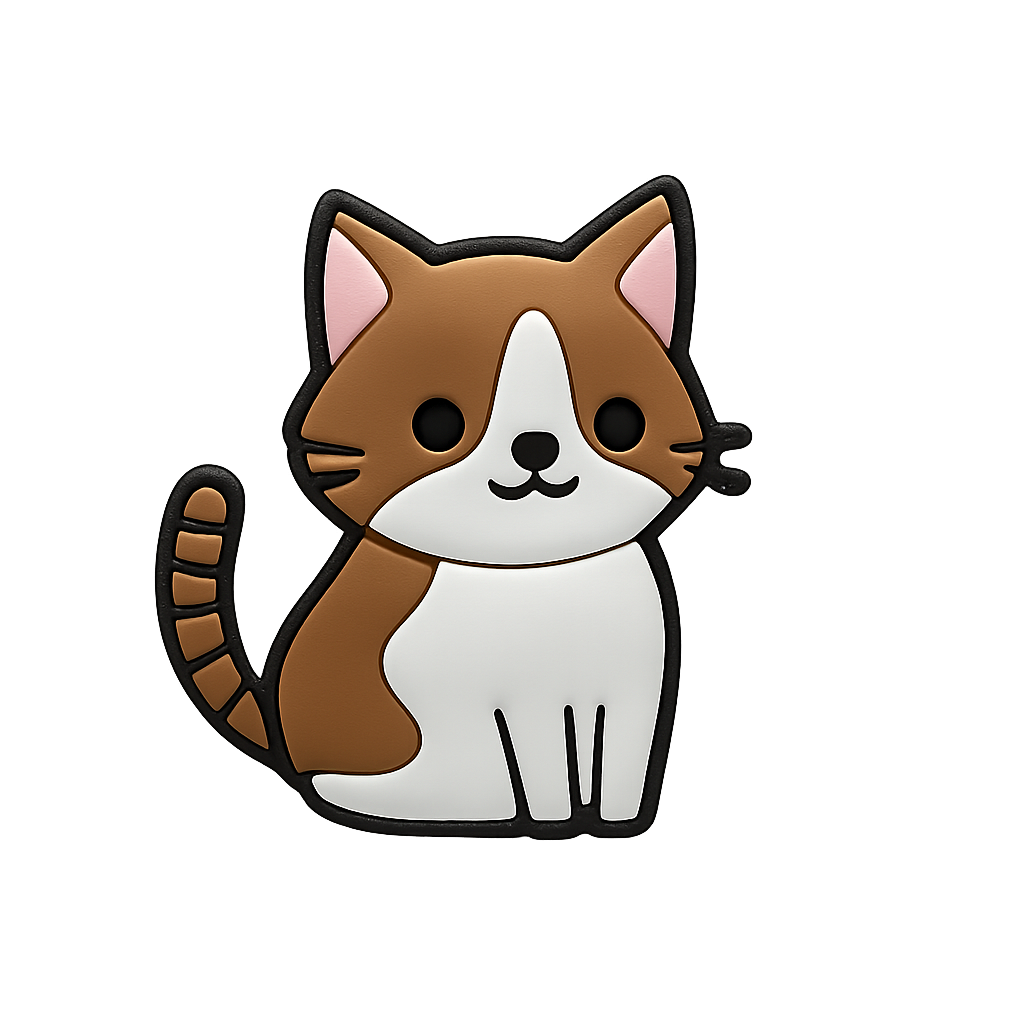 Cute cartoon cat enamel pin, perfect for accessories and apparel. Durable and stylish cat design.