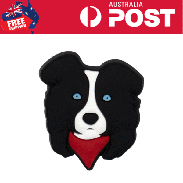 Dog-shaped USB flash drive with black and white face and red bandana, ideal for custom branding and promotional giveaways.