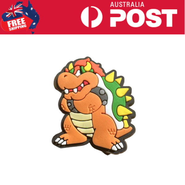 Colorful dinosaur-shaped cookie with vibrant icing details, perfect for kids' treats and party favors.