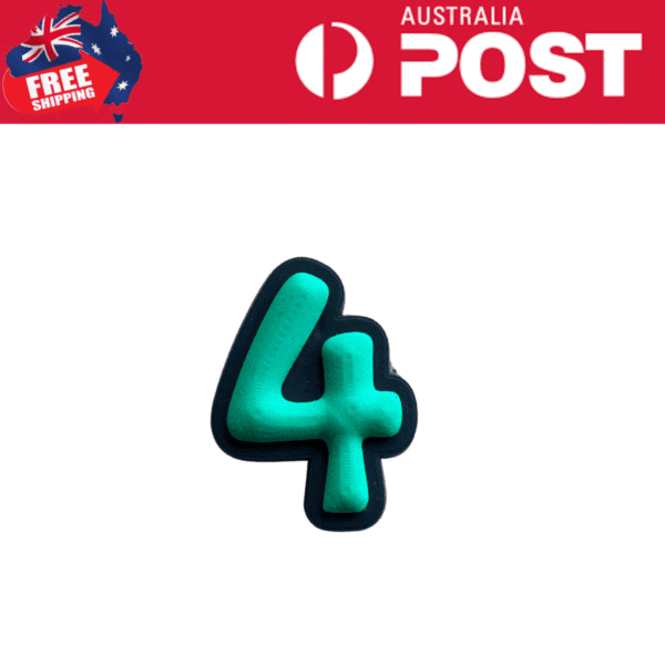 Number 4 candle in teal color, shaped like the number 4, ideal for birthday parties and celebrations.