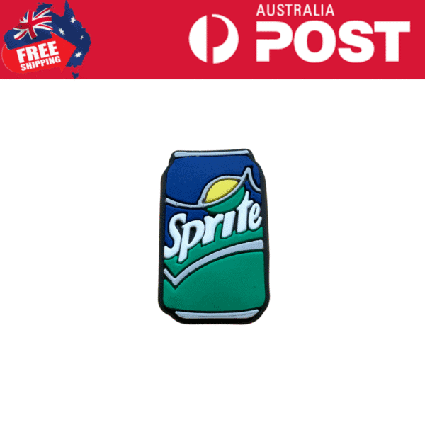 Sparkly Sprite logo enamel pin, colorful soda brand accessory, vibrant office or clothing adornment.