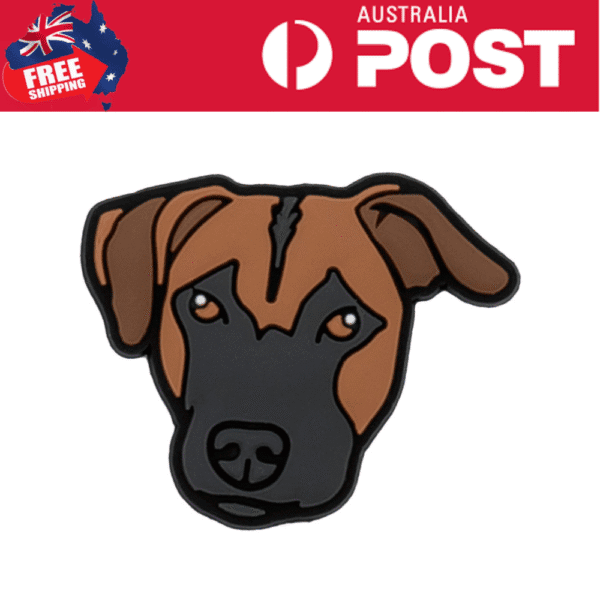 Cute dog head silicone pin with black and brown color design for pet lovers.