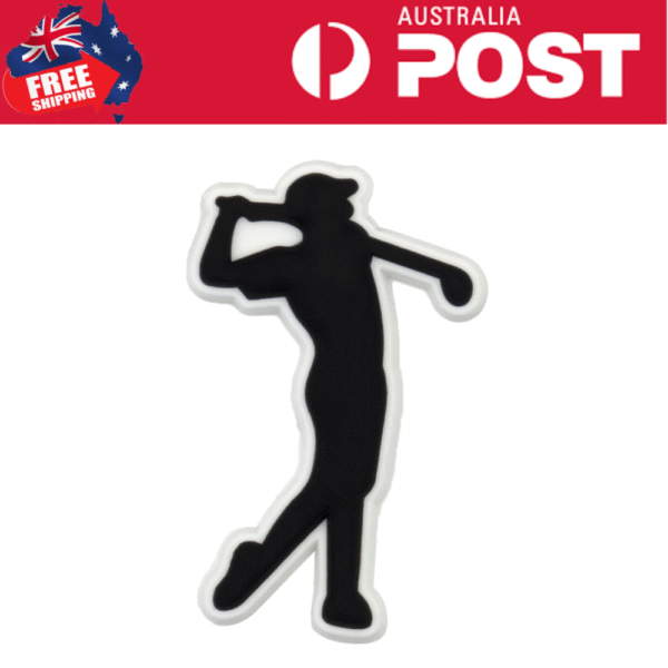 Golf club silhouette sticker A stylish black and white golf silhouette sticker for sports accessories and golf enthusiasts.