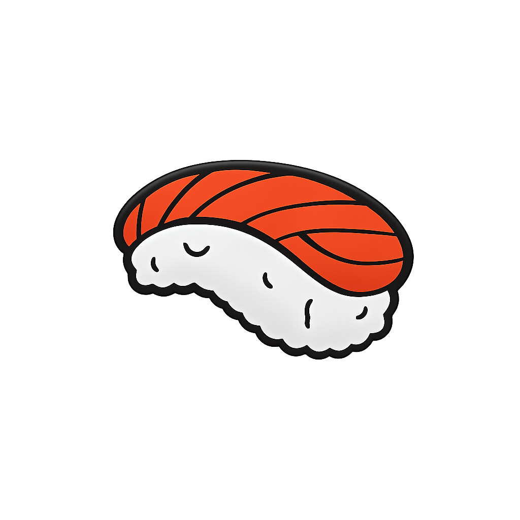 Sushi sushi nigiri enamel pin design for Japanese food lovers.