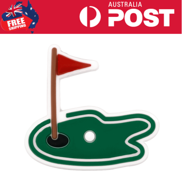 Mini golf hole charm with red flag and green course design for jewelry accessories.