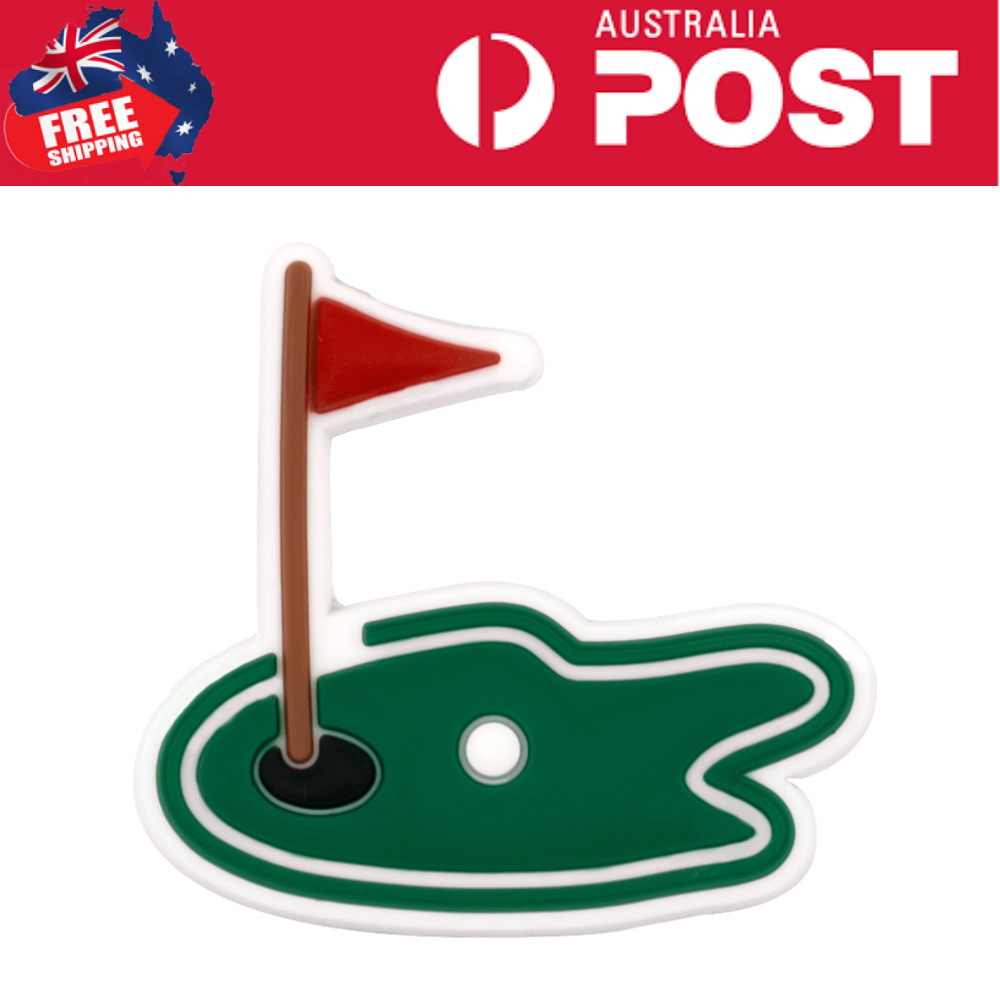 Mini golf hole charm with red flag and green course design for jewelry accessories.