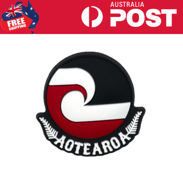 Red, black, and white Katoaeroak logo patch with laurel wreath design.