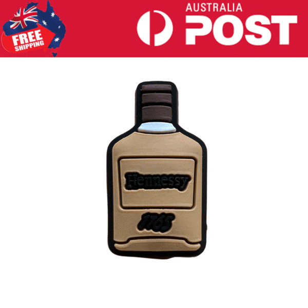 Hennessy bottle-shaped silicone keychain emphasizing luxury whiskey brand.