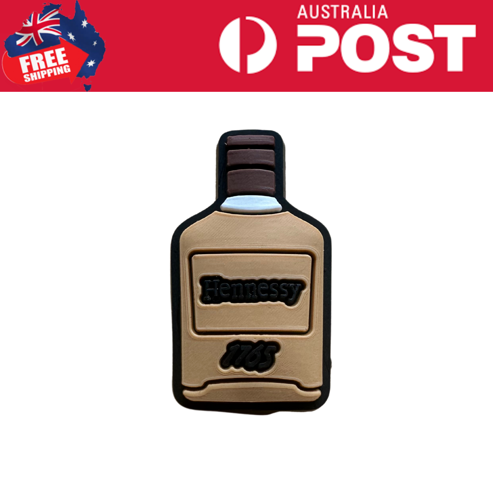 Hennessy bottle-shaped silicone keychain emphasizing luxury whiskey brand.