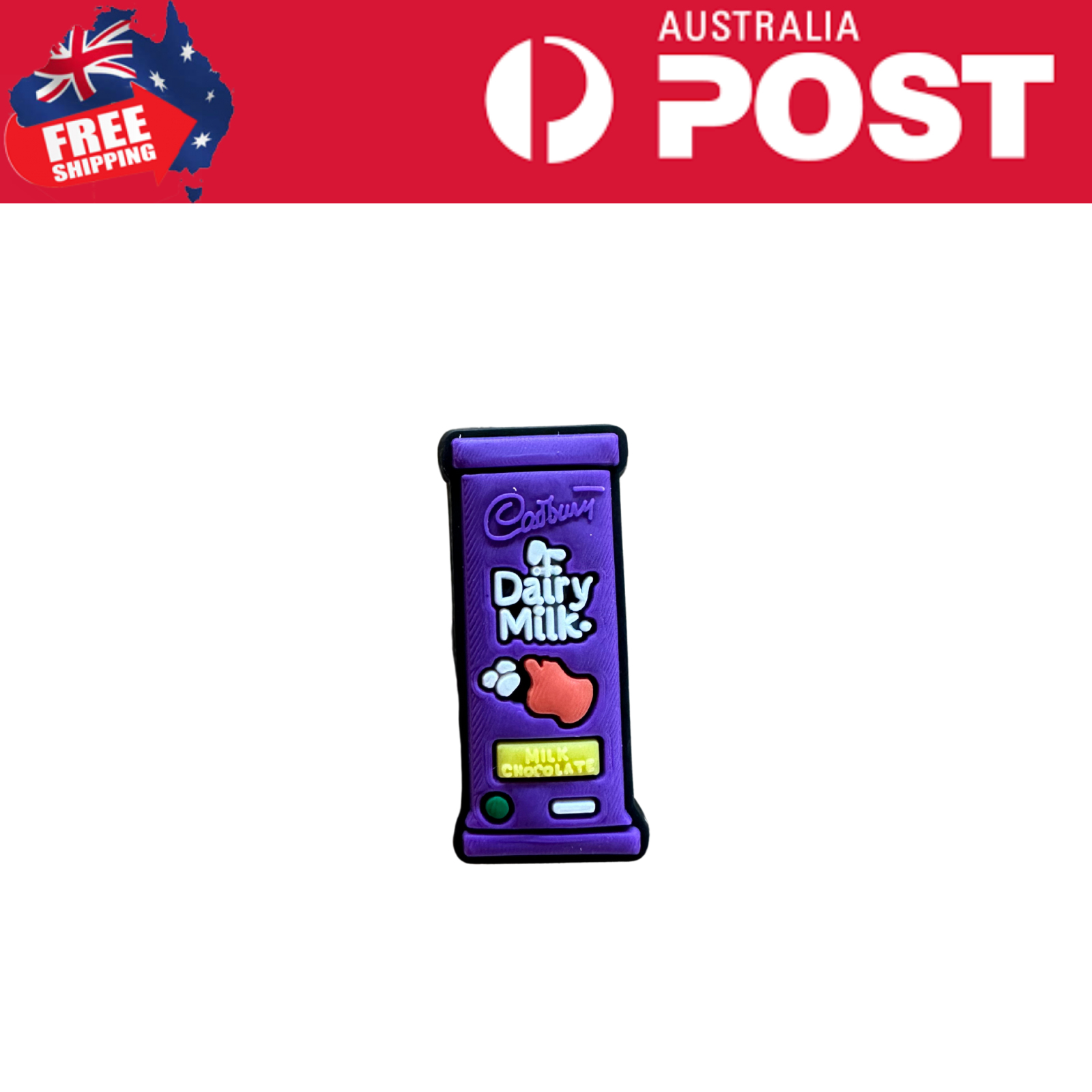 Miniature Cadbury Dairy Milk chocolate bar keychain, colorful and detailed charm accessory.
