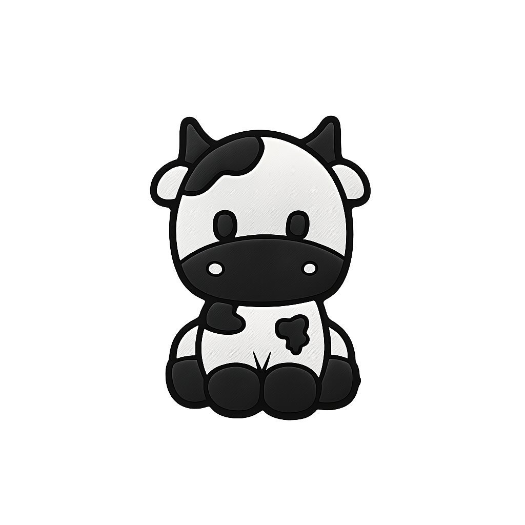 Cute black and white cow plush keychain, perfect for animal lovers and kids.