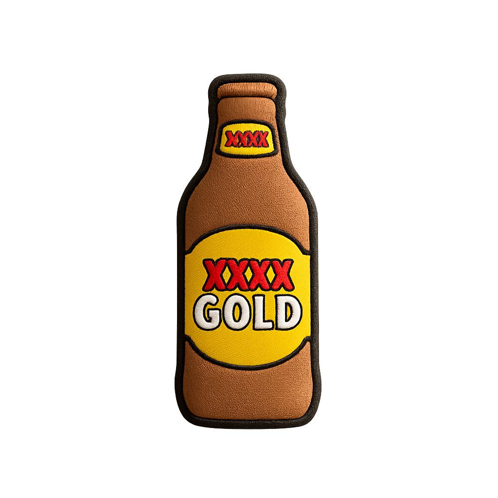 XXXX Gold beer bottle patch, Australian beer logo embroidered patch, popular beer merchandise.