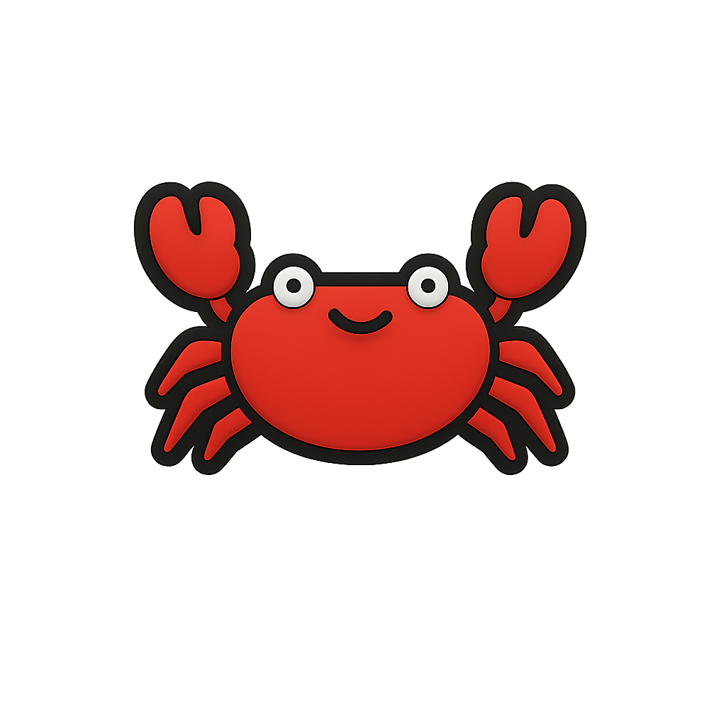 Cute crab-shaped adhesive patch for kids and adults, perfect for shirts, bags, and accessories.