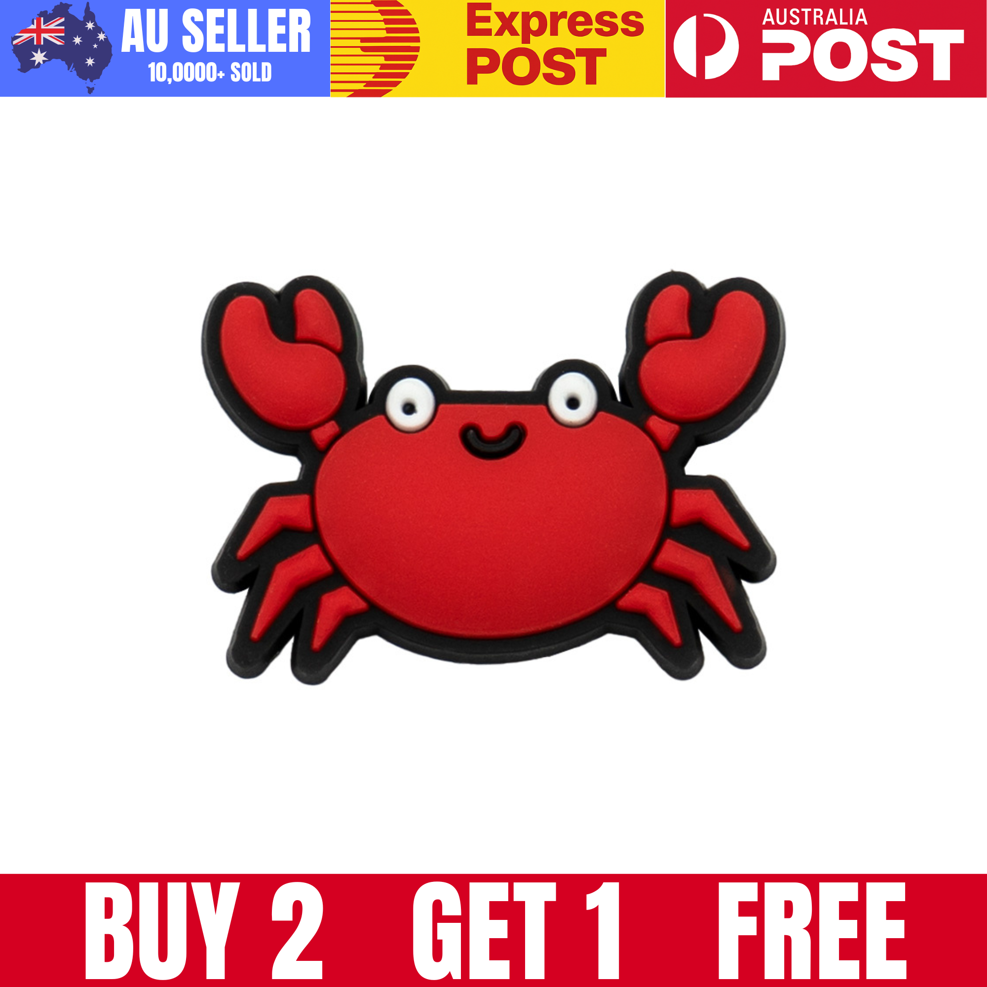 Cute crab-shaped adhesive patch for kids and adults, perfect for shirts, bags, and accessories.