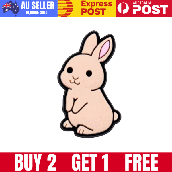 Cute bunny pin with cartoon design, perfect for accessories and apparel.
