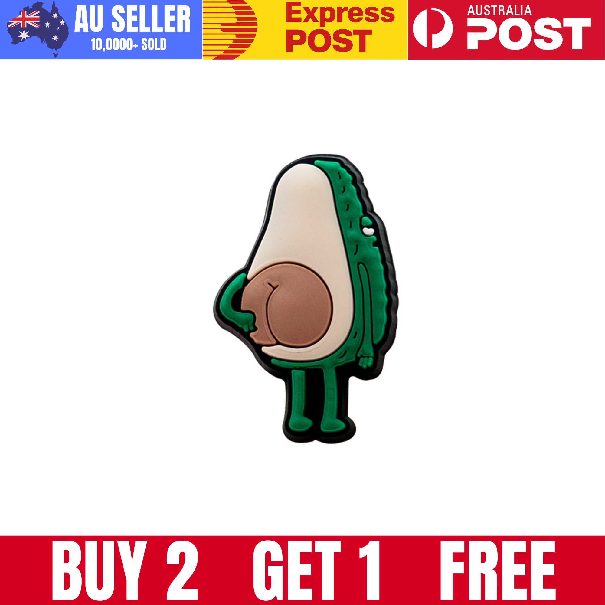 Avocado-shaped enamel pin with a playful design, perfect for fans of quirky accessories.