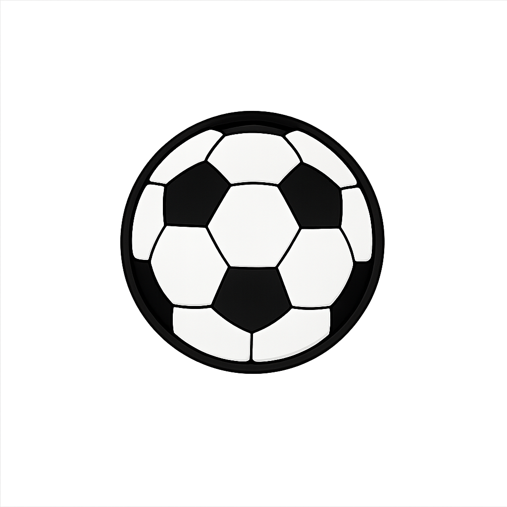 Soccer ball fridge magnet for sports fans and football enthusiasts.