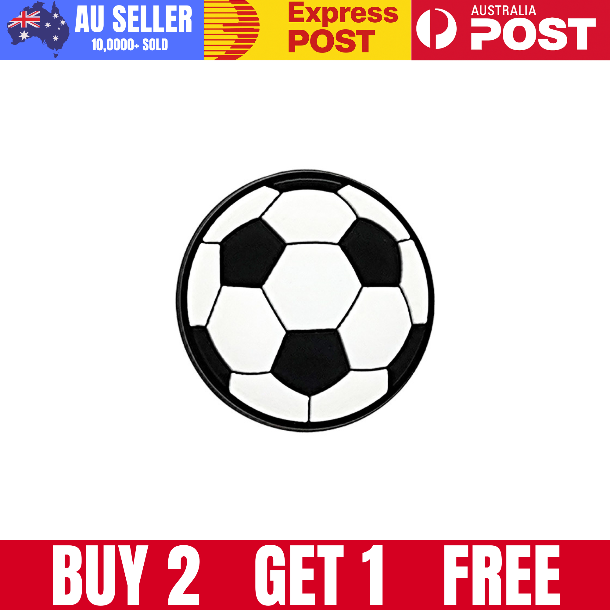 Soccer ball fridge magnet for sports fans and football enthusiasts.