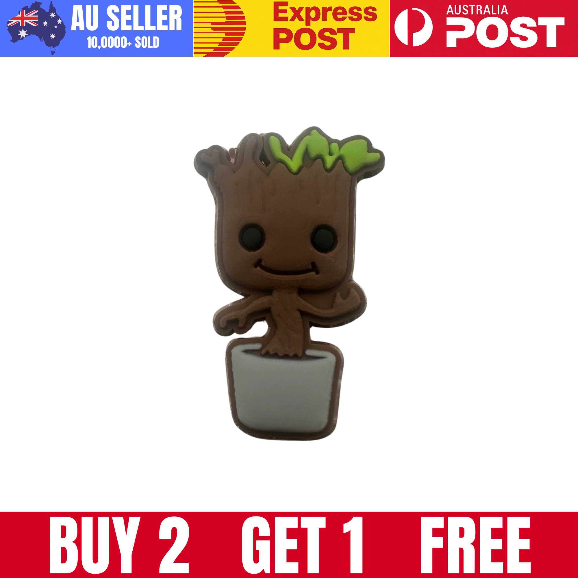 Colorful Groot plant pot enamel pin, cute eco-friendly plant accessories, perfect for nature lovers, fun gift idea.