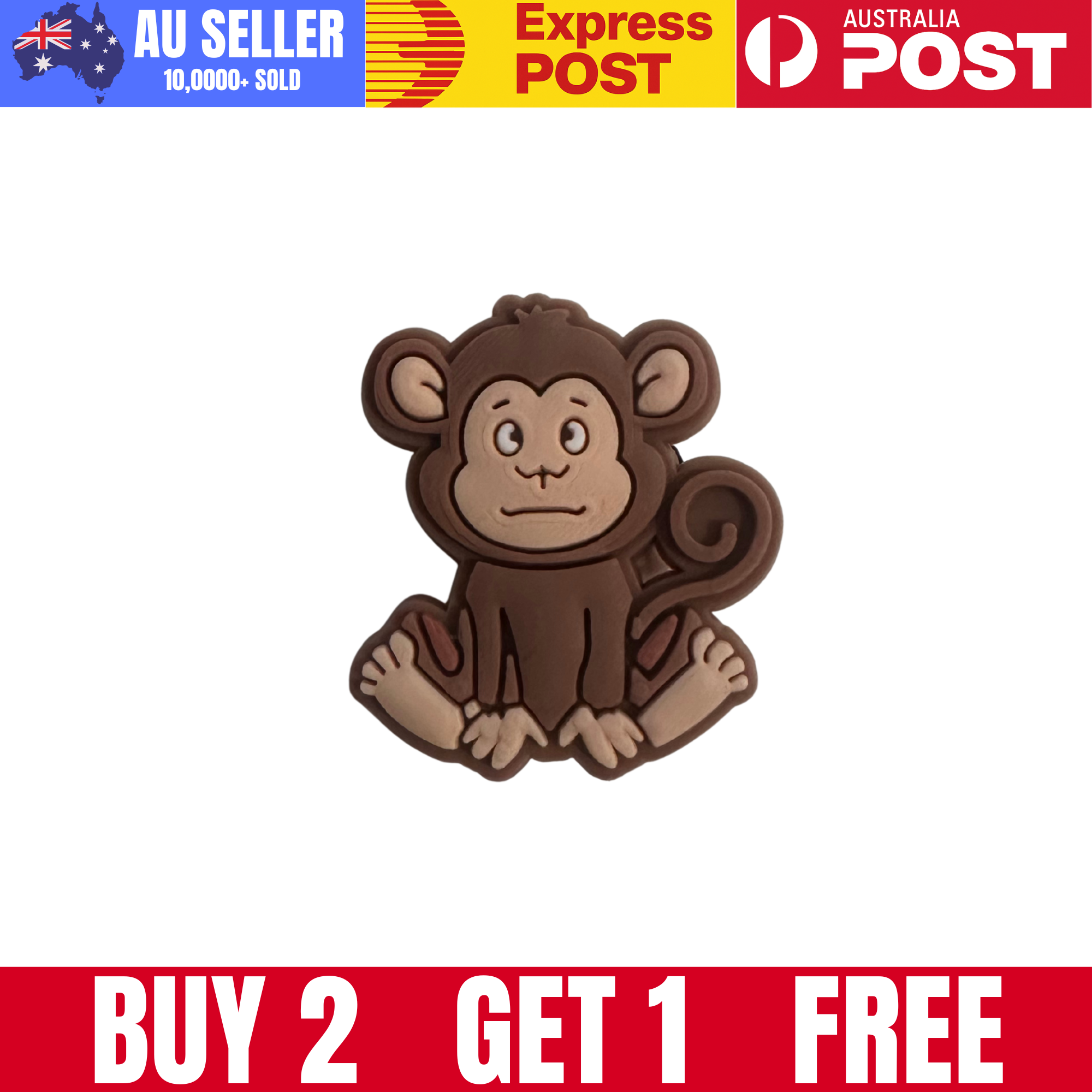 Cute cartoon monkey charm, perfect for accessories and crafts.