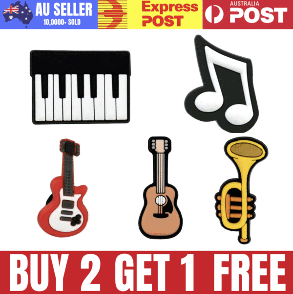 Piano keyboard rubber mat toy, musical note rubber patch, guitar keychain, ukulele pin, saxophone charm, musical instrument accessories.