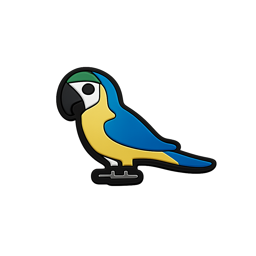 Colorful parrot enamel pin, fun tropical bird accessory, vibrant jewelry for nature lovers.