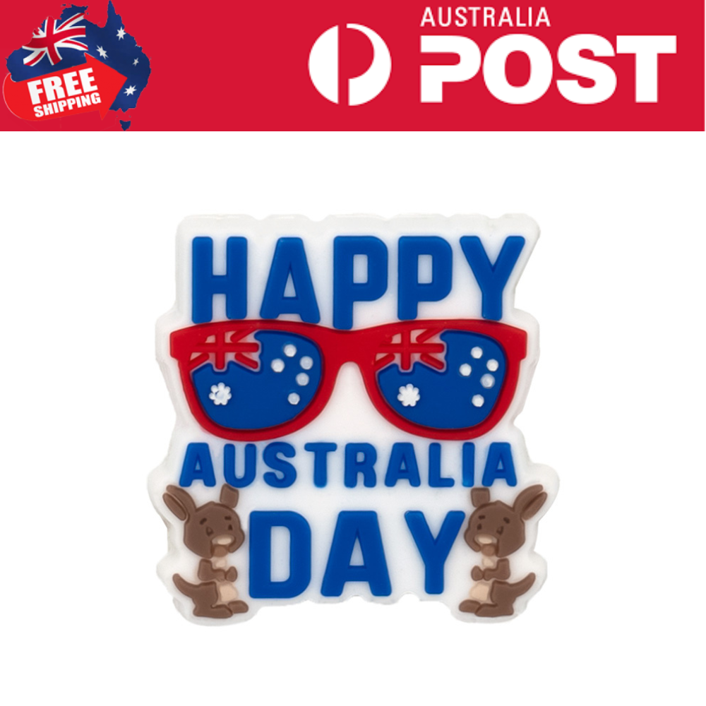 Bright Australia Day themed soap with "Happy Australia Day" text, sunglasses, and kangaroo illustrations.
