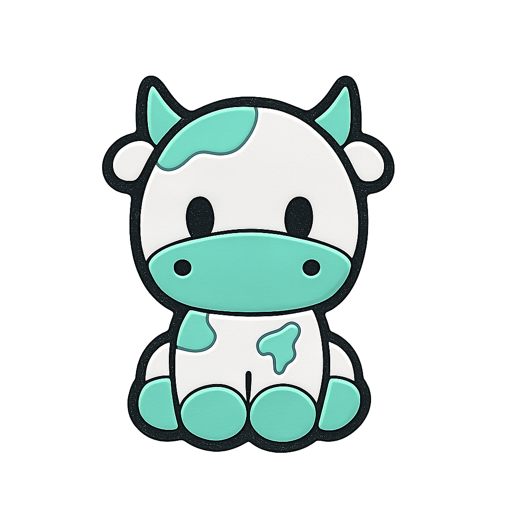 Cute cartoon cow mascot pin, perfect for animal lovers and collectors.
