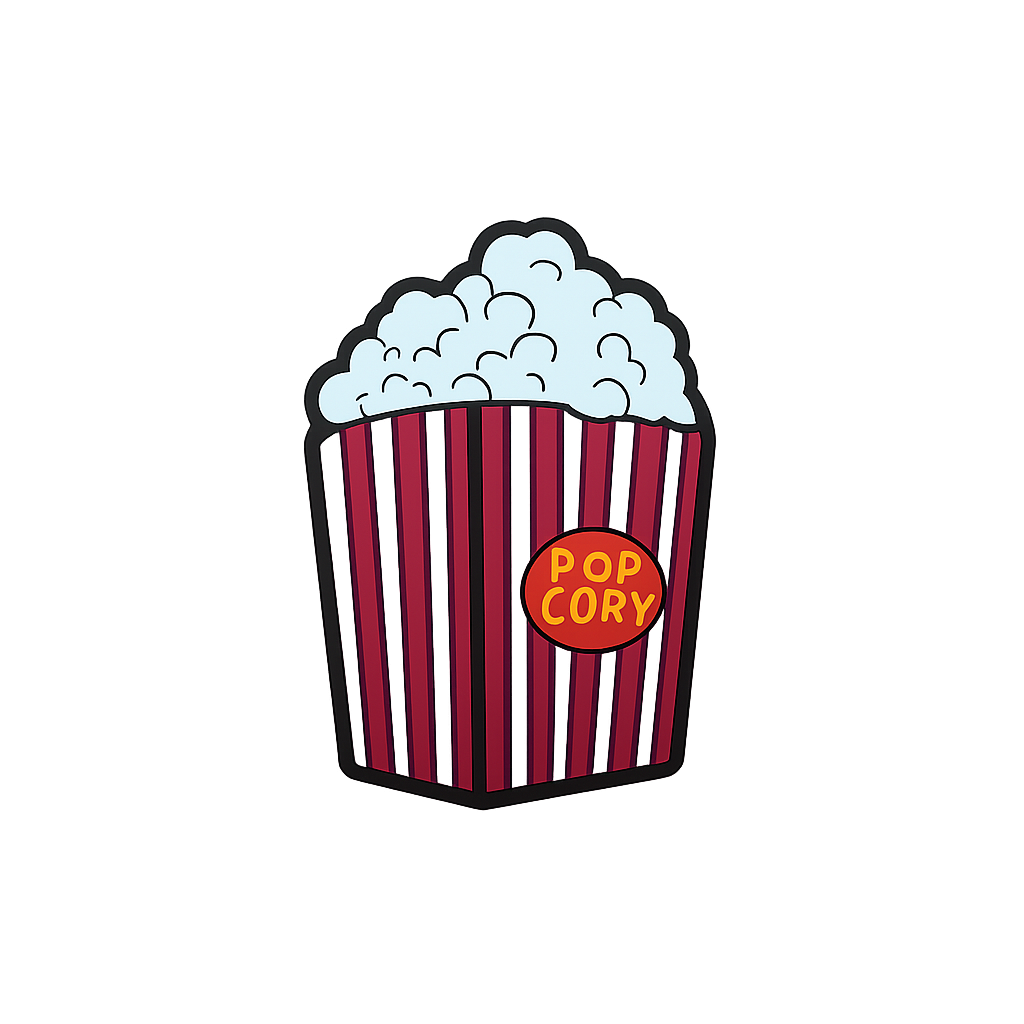 Colorful popcorn bucket enamel pin, perfect for popcorn lovers and movie fans.