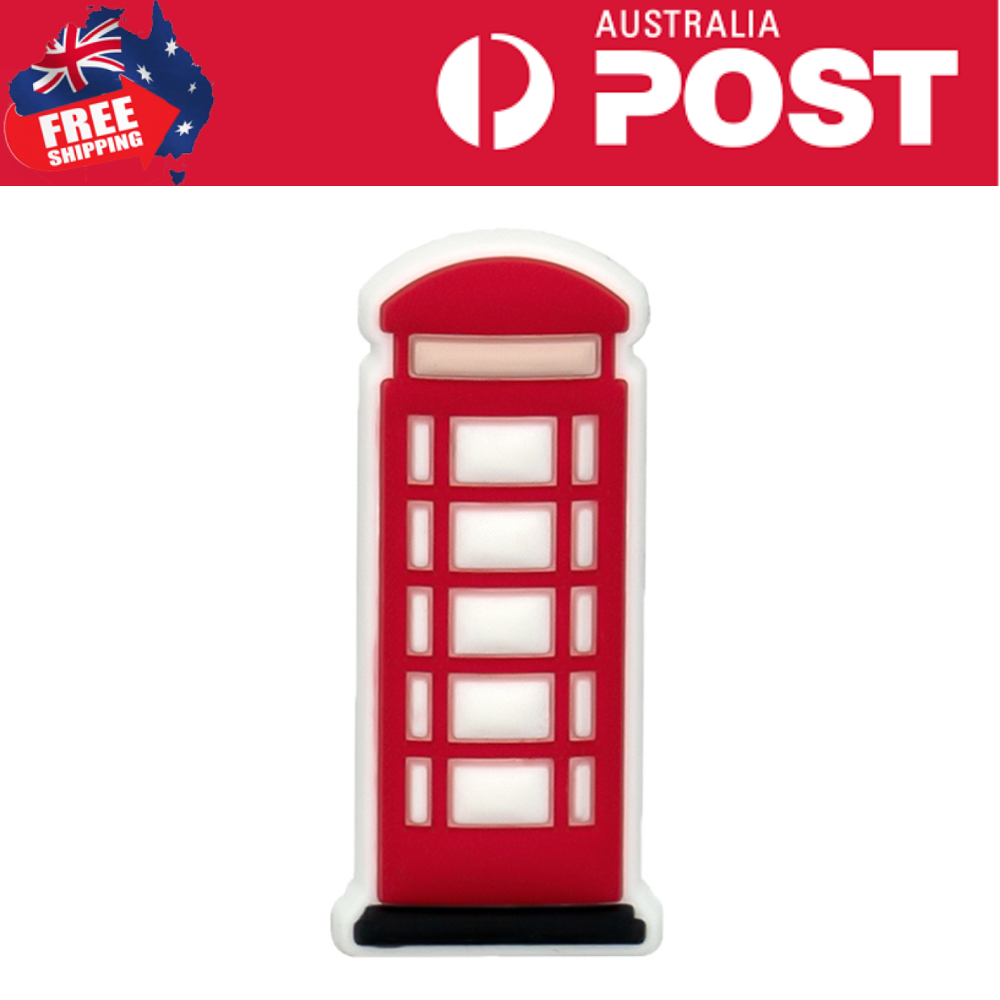 Red telephone booth silicone stress toy, fun desk accessory, British-themed stress relief, gift idea.