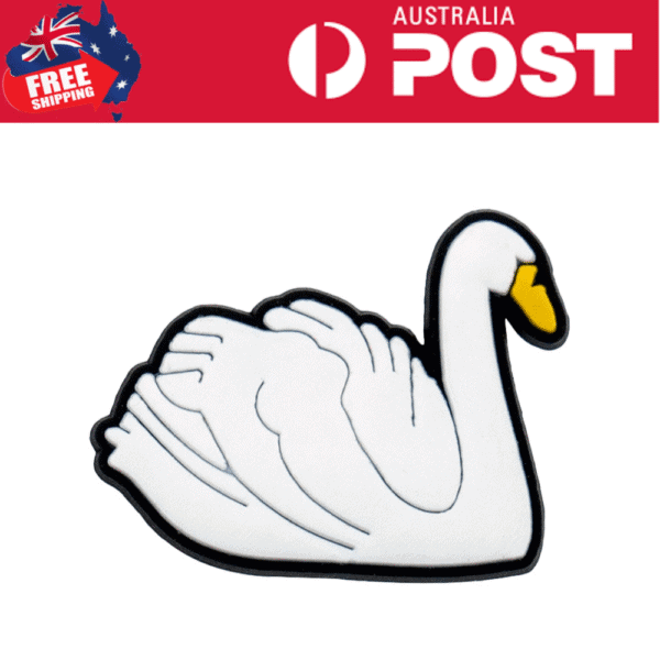 Swan-shaped enamel pin accessory for stylish fashion or accessories.