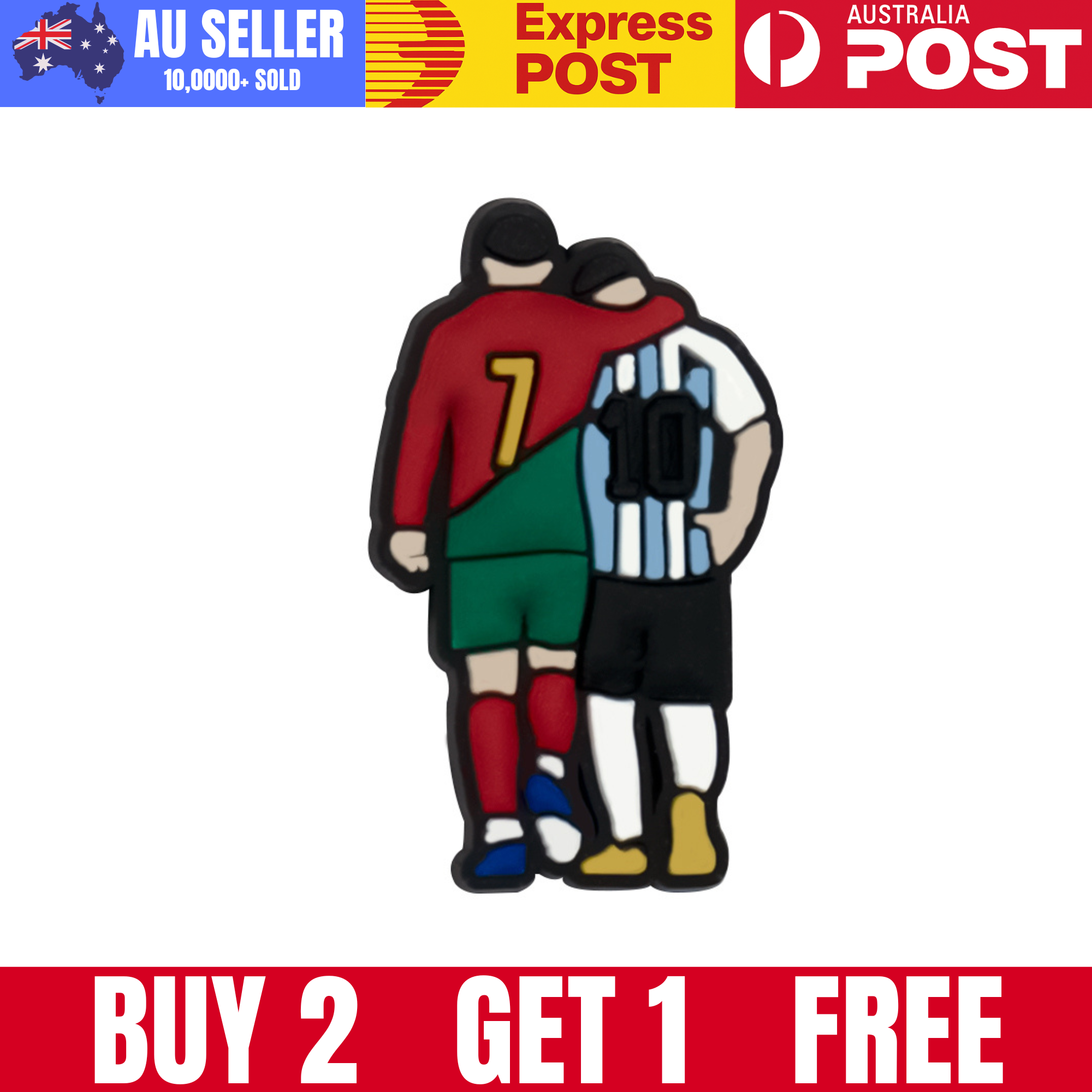 Soccer player pin badge featuring a colorful football illustration, perfect for sports fans and team supporters.