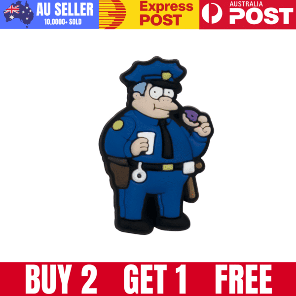 Police officer rubber keychain toy, fun crimefighter accessory, colorful character collectible.