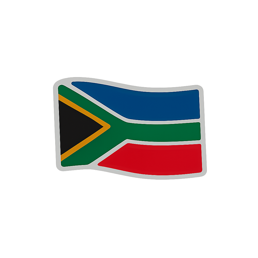 South African flag badge, souvenir accessory, high-quality enamel pin, vibrant design, perfect for fans and collectors.