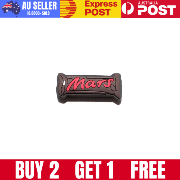 Flexible rubber keychain with Mars logo, colorful and fun design for collectors or gifts.