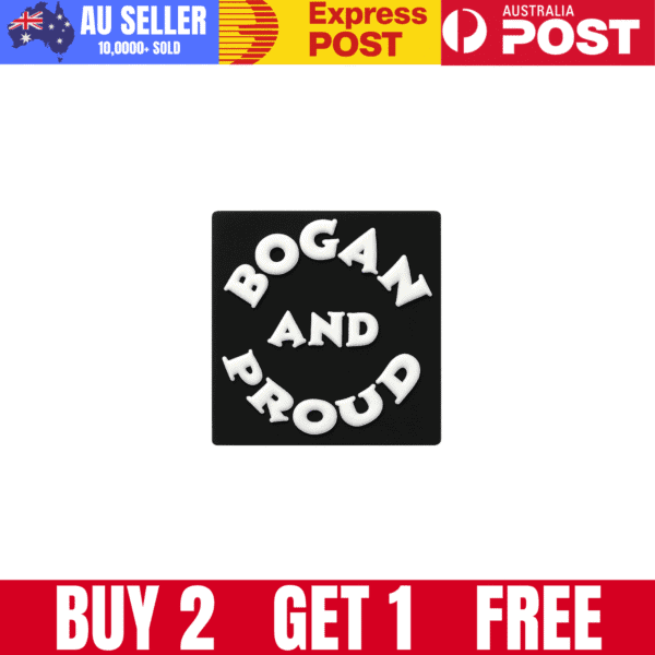 Blog logo sticker with "Bogan and Proud" slogan.