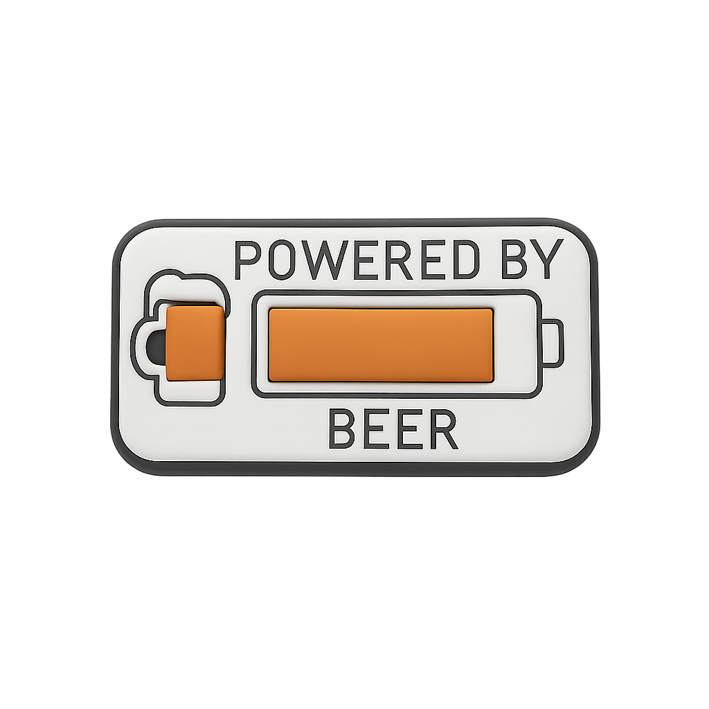 Enjoy your beer with a fun, personalized "Powered by Beer" magnet. Perfect for beer lovers and bar decor enthusiasts.
