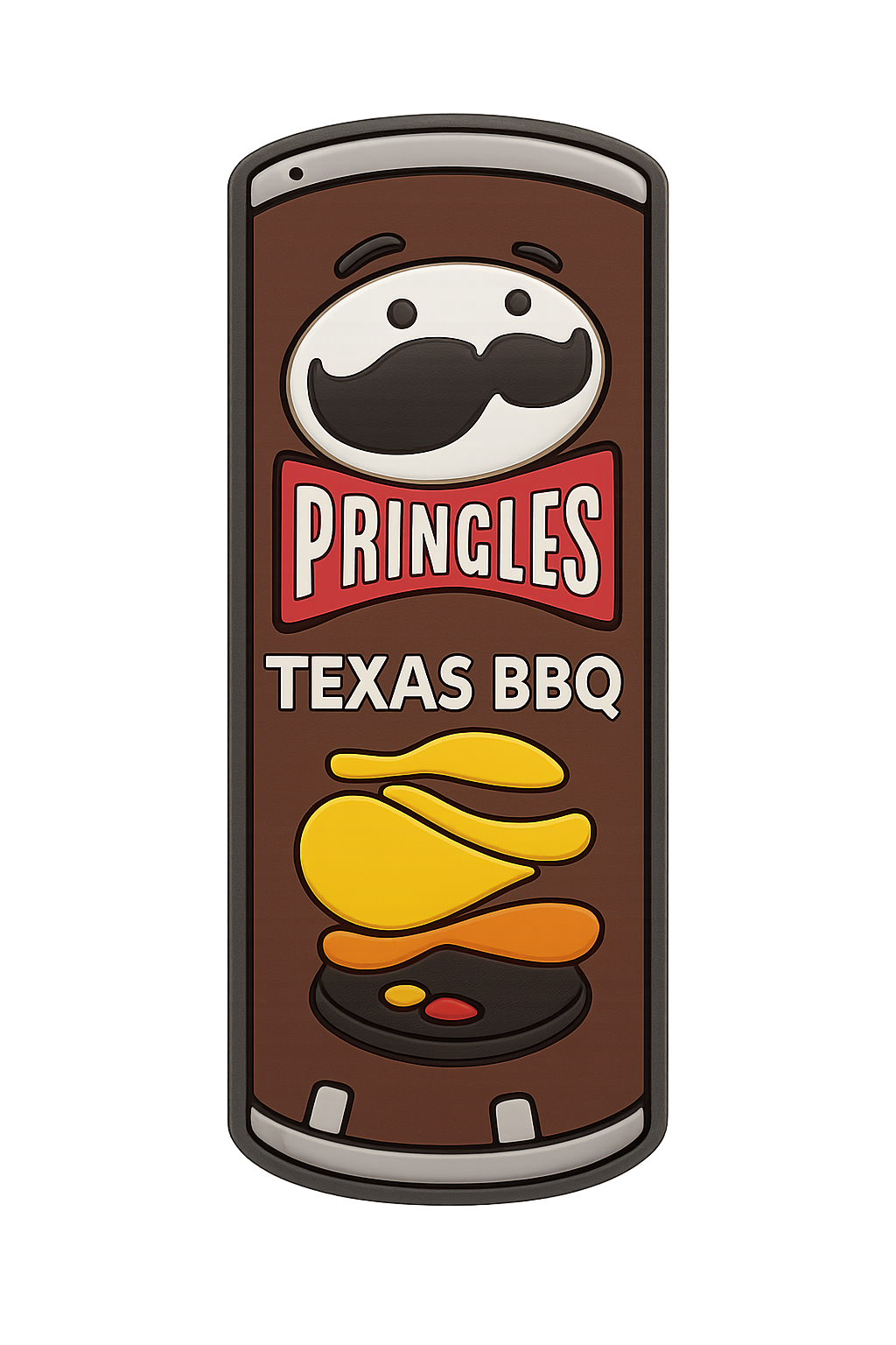 Bright Pringles Texas BBQ figurine pin, must-have for snack fans and collectors.
