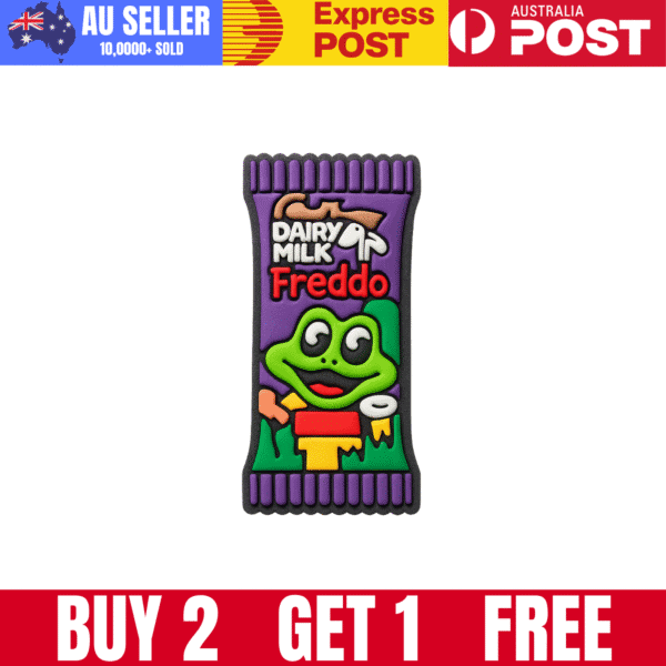 Bright colorful dairy milk chocolate bar with Frodo cartoon character, fun and delicious snack.