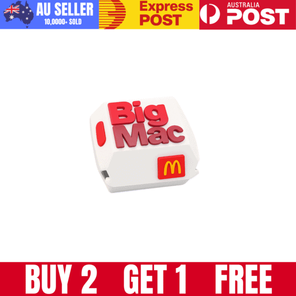 Toy McDonald's Big Mac box with logo, fast food, toy, happy meal, kids, children, Happy Meal, playset, collectible, restaurant.