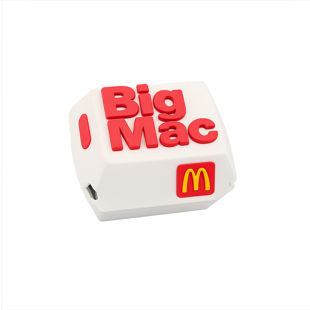 Toy McDonald's Big Mac box with logo, fast food, toy, happy meal, kids, children, Happy Meal, playset, collectible, restaurant.