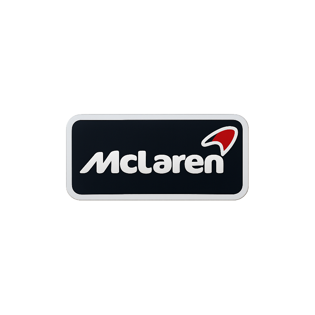McLaren logo, automotive brand emblem for luxury and sports cars.