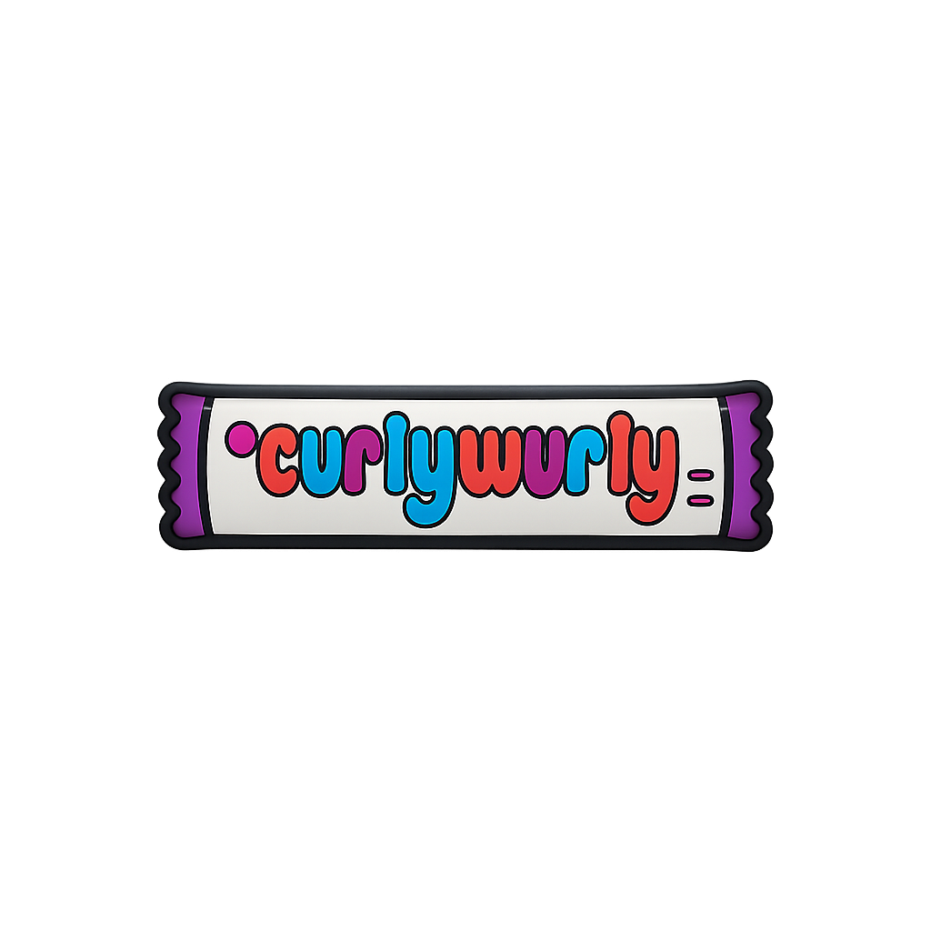 Colorful Curlywurly chocolate badge silicone pin, fun confectionery jewelry, ceramic sweet design, novelty candy charm, vibrant foodie accessory.