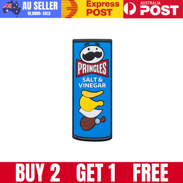 Bright Pringles Salt & Vinegar snack tin with fun cartoon character design.