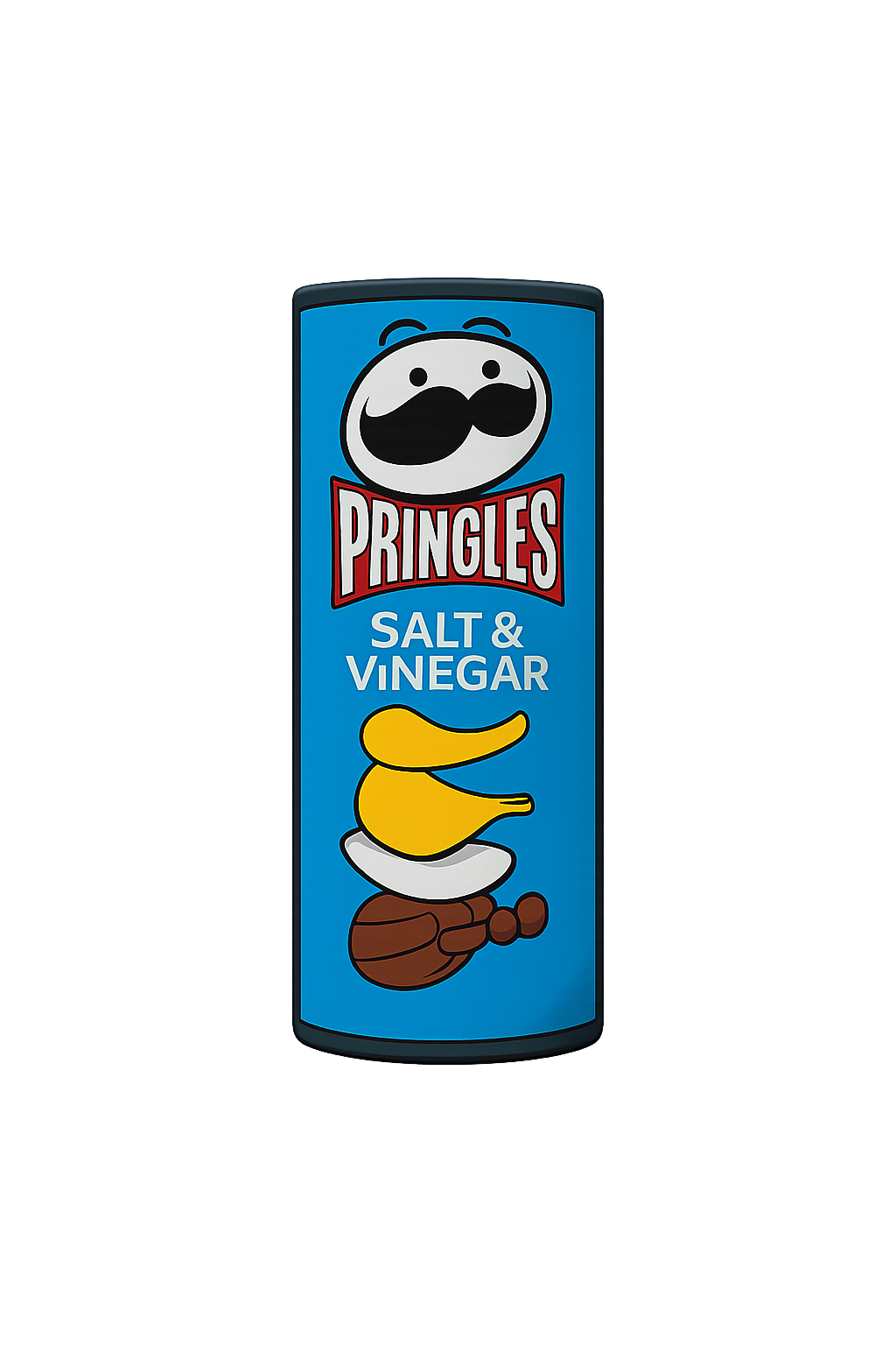 Bright Pringles Salt & Vinegar snack tin with fun cartoon character design.